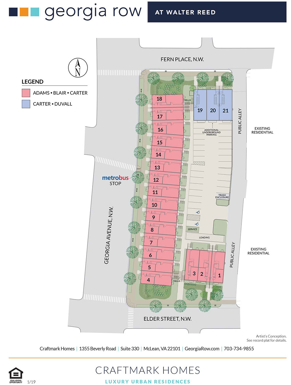 Georgia Row Site Plan, Urban Condos in DC, Craftmark Homes