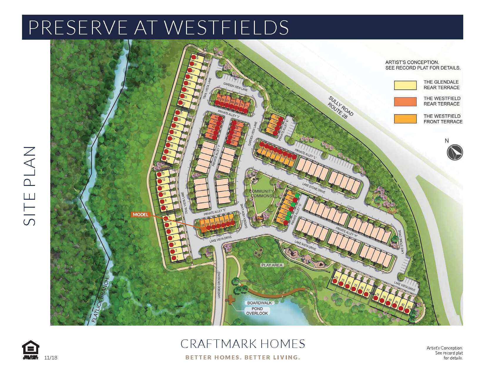 Preserve at Westfields Site Plan, Townhomes in Chantilly VA, Craftmark Homes