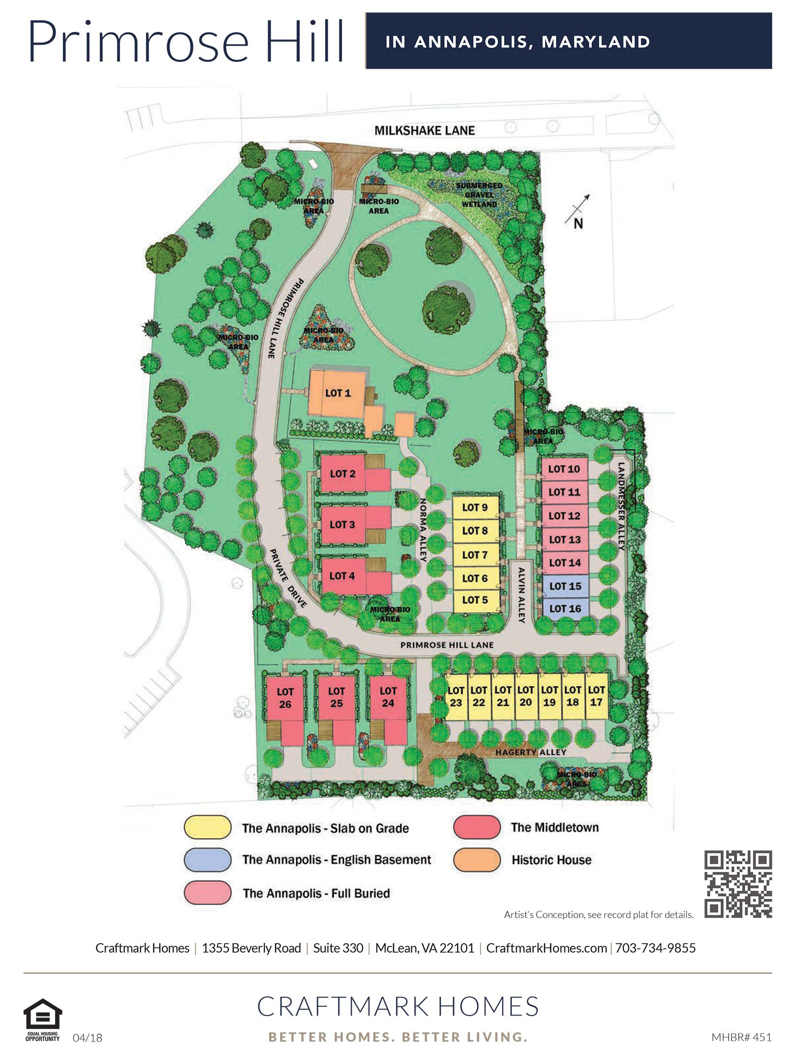 Primrose Hill Site Plan, Townhomes in Annapolis MD, Craftmark Homes
